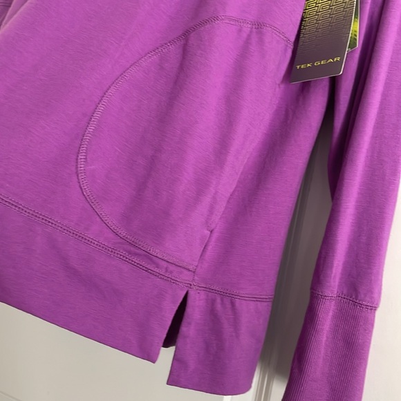 TEK GEAR DryTek Hoodie Sweat Shirt SizeL Berry Color Athletic Sporty Relaxed Fit - Picture 7 of 9